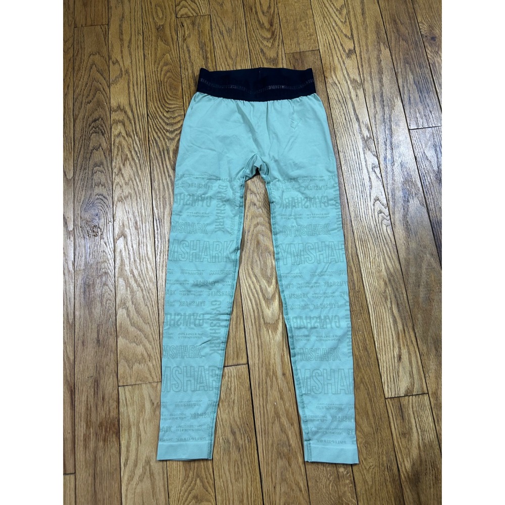 Gymshark‎ Illumination Seamless Leggings Mint Green Black Logo Print Womens S